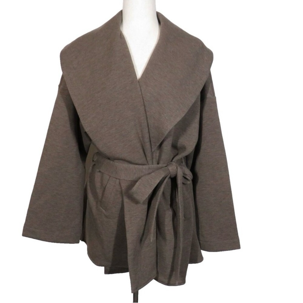 OGL FuzzLuxe Heather Brown Shawl Collar Belted Jacket, Sz Large